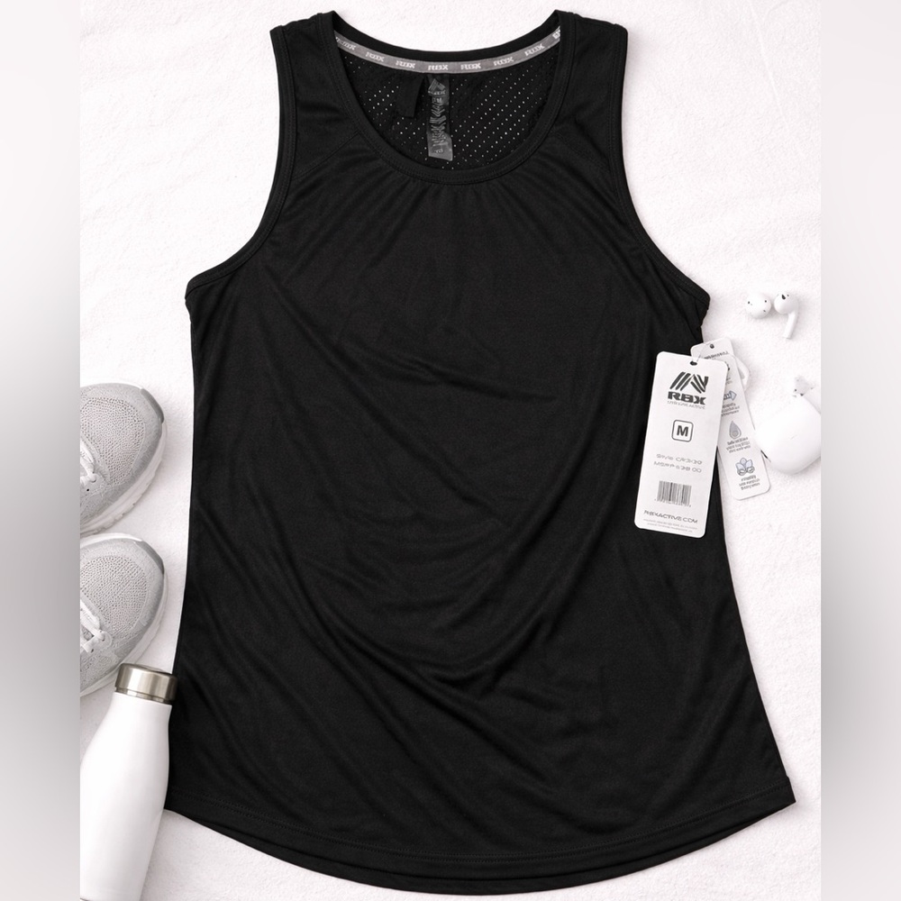 RBX Black Performance Workout Tank Top Size M Athletic Gym Training Activewear